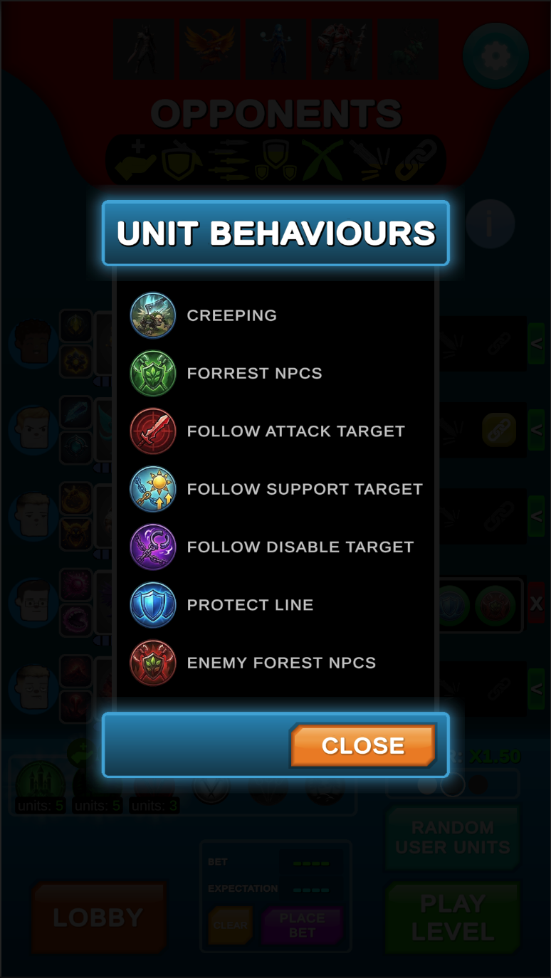 Unit behaviours